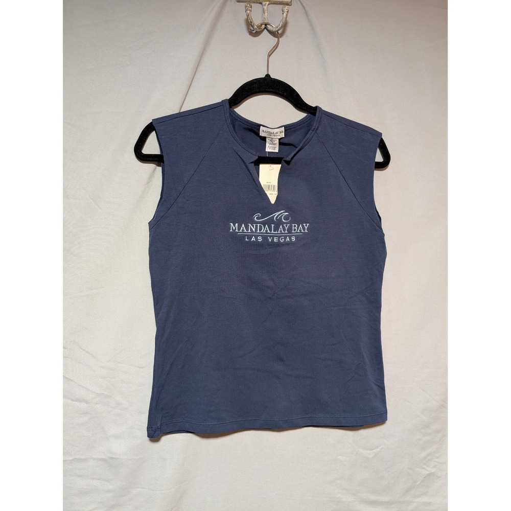 Mandalay Bay Las Vegas Vintage Navy Sleeveless Shirt Logo Cotton Top New XL